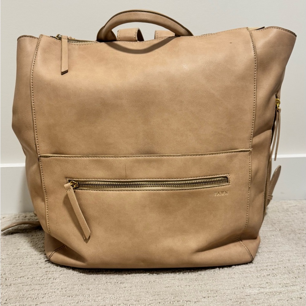 Fawn Design Tan Baby Bag Spacious Leather Tote